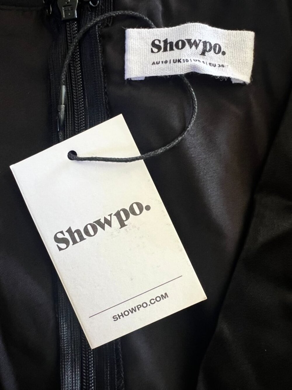 Showpo. Black Satin Bias Cut Midi Slip Dress Whimsigoth Dark Romantic NWT - Picture 4 of 5